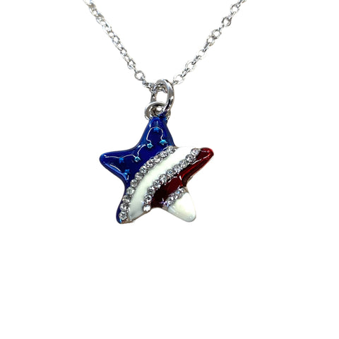 Red, White and blue star necklace