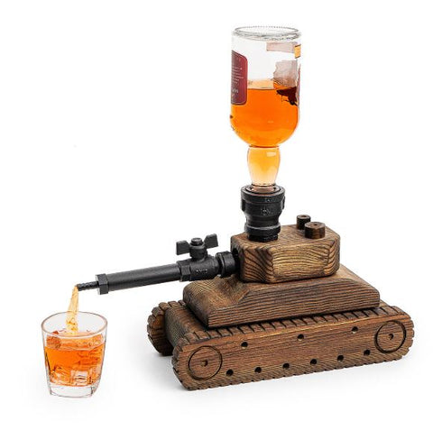 TANK LIQUOR DECANTOR MAHOGANY WOOD WHISKEY