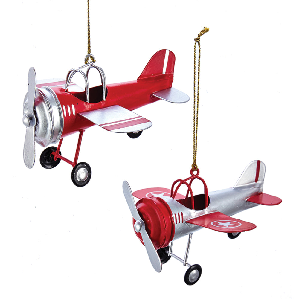 Tin Airplane Christmas Ornament