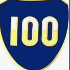 USA Army 100 Infantry Division Pin on a blue shield-like background