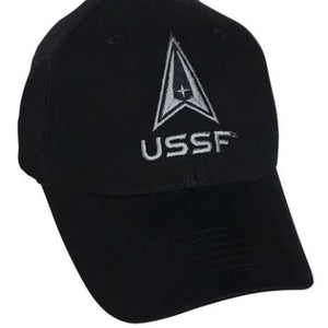 Black cap with USSF logo on a white background