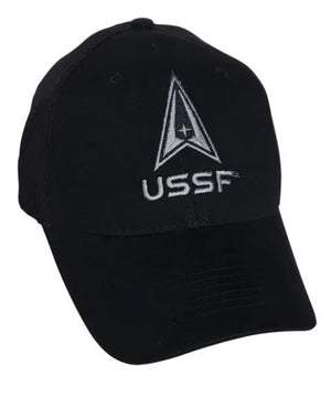 Black cap with USSF logo on a white background