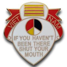 Pin with 'Viet Nam' text and a quote on a white background