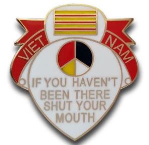 Pin with 'Viet Nam' text and a quote on a white background