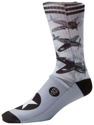 Sock with airplane design on a white background