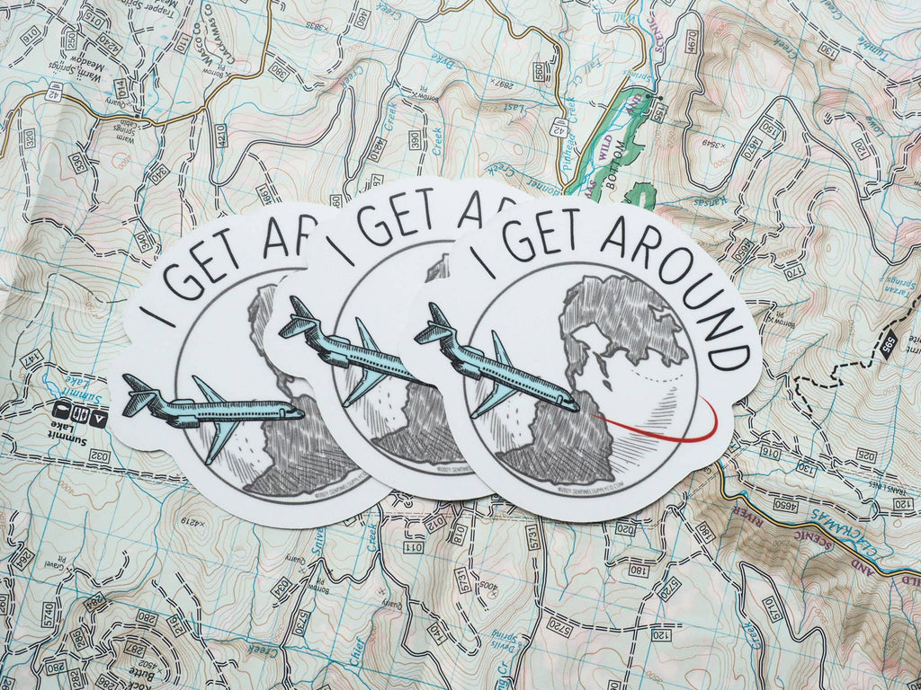 I Get Around Travel Sticker for Water Bottle, Laptop