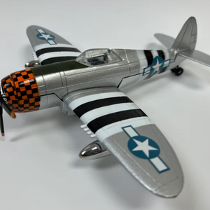P-47 Model airplane with checkered propeller on a white background
