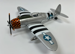 P-47 Model airplane with checkered propeller on a white background