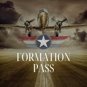 A museum annual pass featuring a vintage airplane with a 'FORMATION PASS' text overlay.