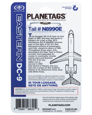 Douglas DC-9-Polished Eastern Air Lines Plane Tag