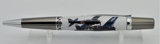 F6F HELLCAT and ZERO JAPANESE A6M5 WWII WARBIRD Relic Memorabilia Pen - Actual Material From Each Embedded, Certified LIMITED RARE