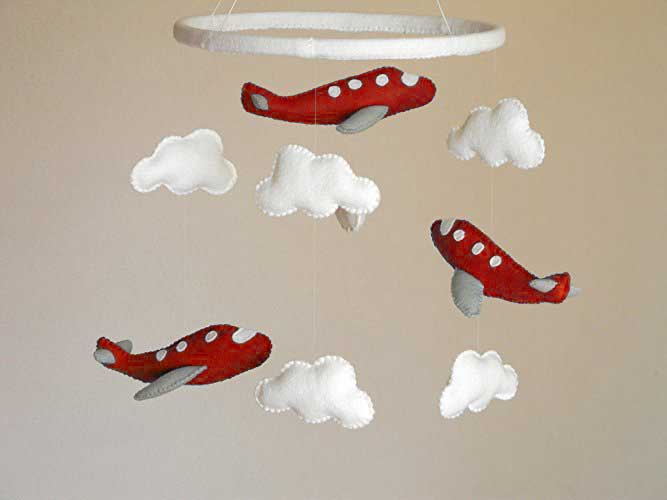 Red Felt Airplane Mobile