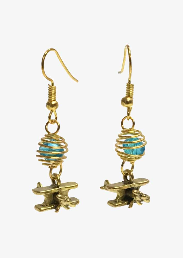 Spiral Cage Airplane Earrings