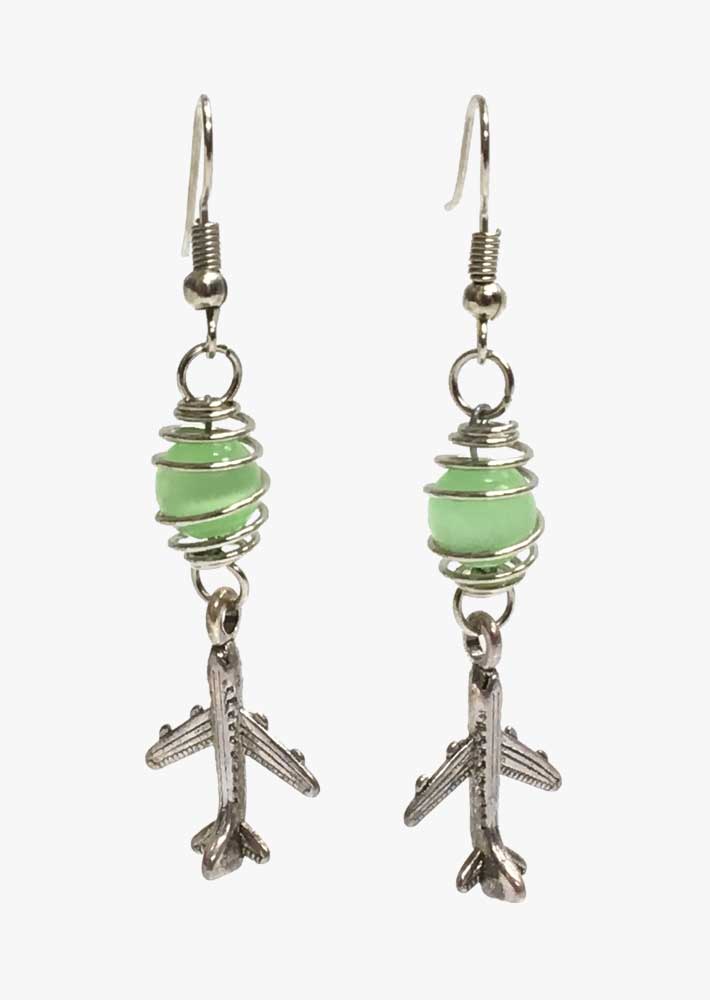 Spiral Cage Airplane Earrings