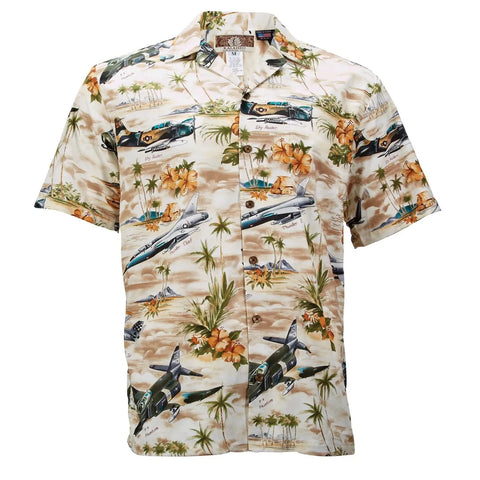 Vietnam Aircraft Hawaiian Shirt Khaki