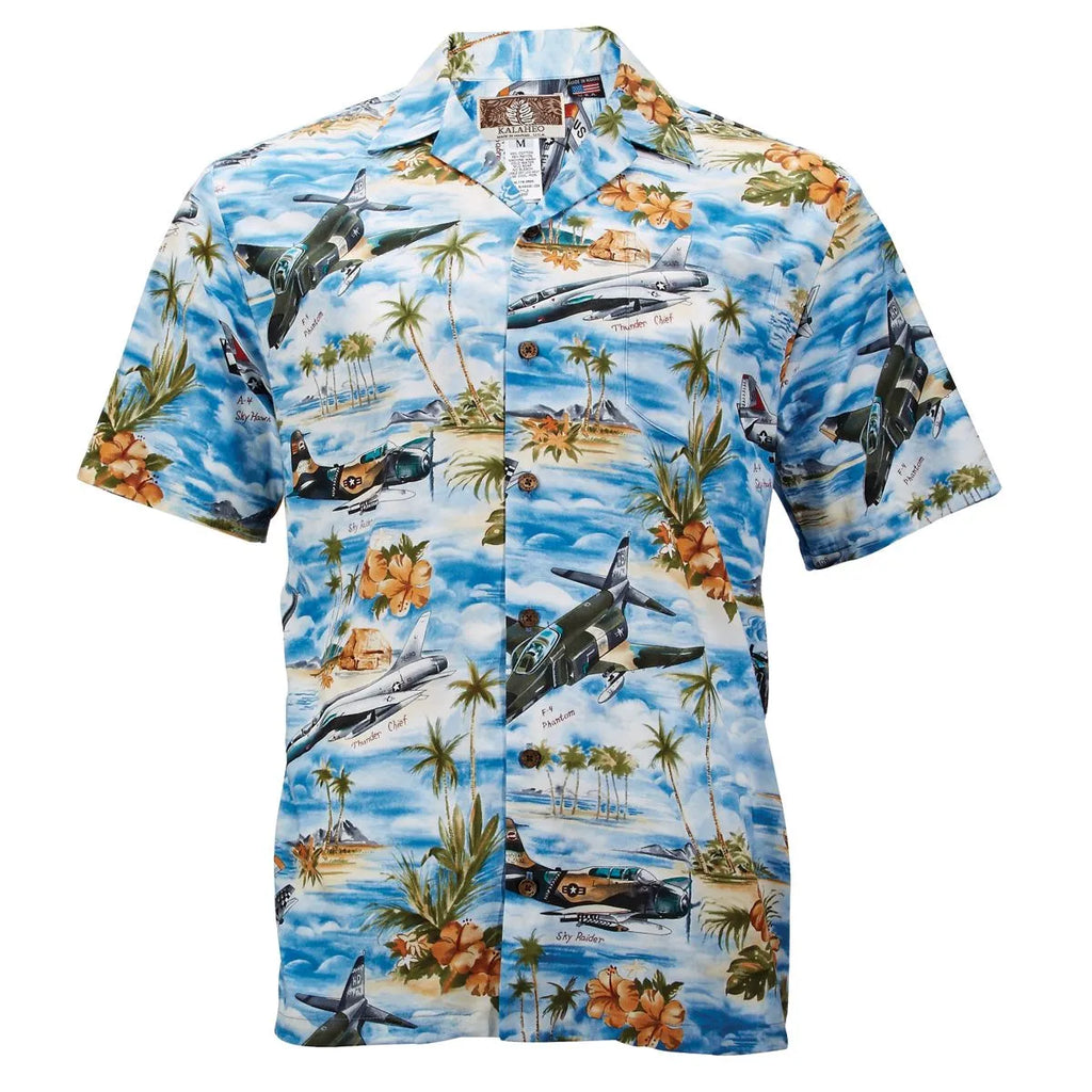 Vietnam Aircraft Hawaiian Shirt Blue XX Large