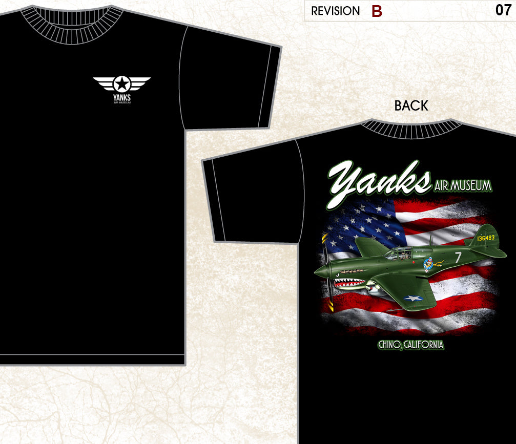 Yanks P-40 Flag Adult T-shirt